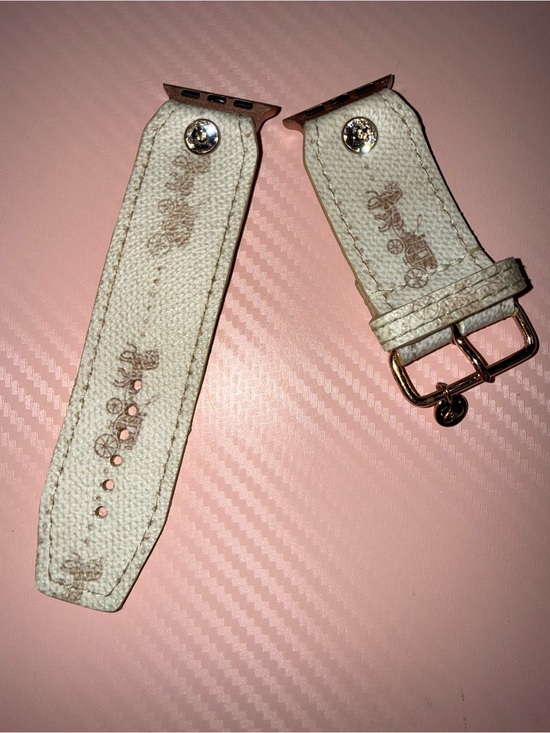 Coach Cream Leather Apple Watch Band with Carriage Print main image 6